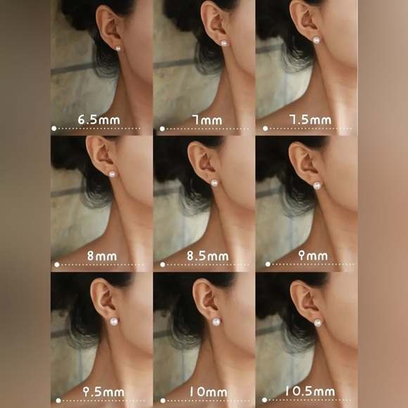 6-7mm White Freshwater Pearl Gold Plated Stud Earrings - Picture 5 of 5